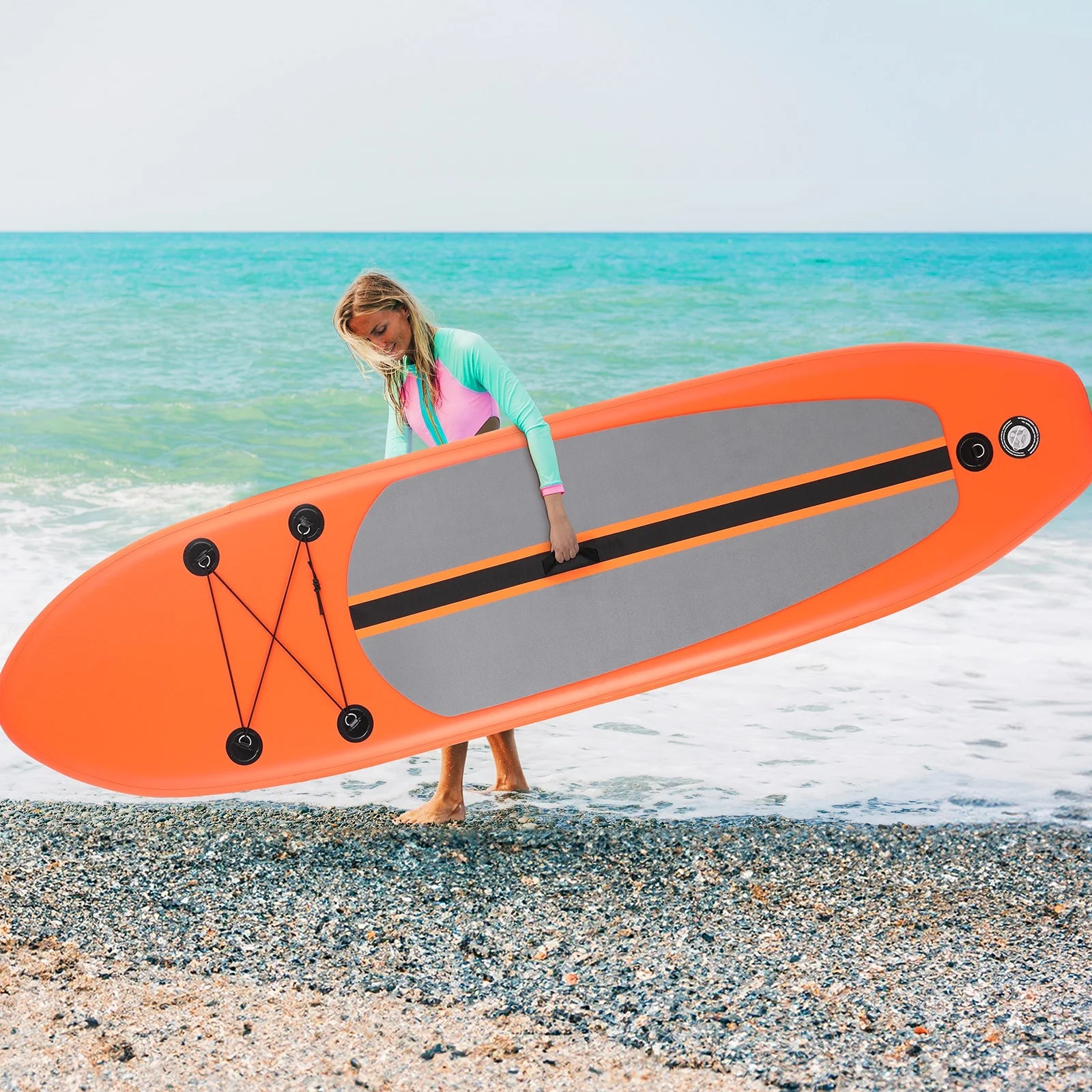 Arlopu 10' Inflatable Stand up Paddle Board SUP Surfboard with Aluminum Paddle for Adults, 6'' Thick