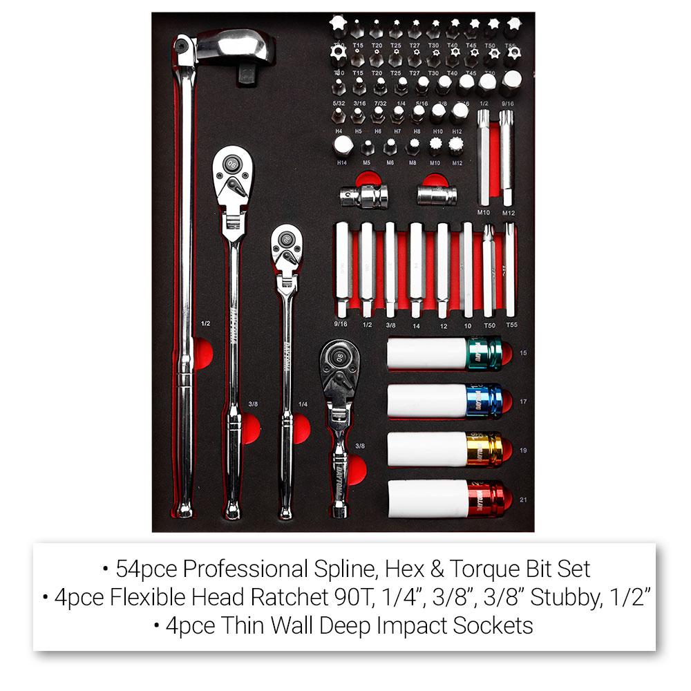 Daytona 655 Piece  Mechanical Tool Set with 43" 12 Drawer Red Roller Cabinet