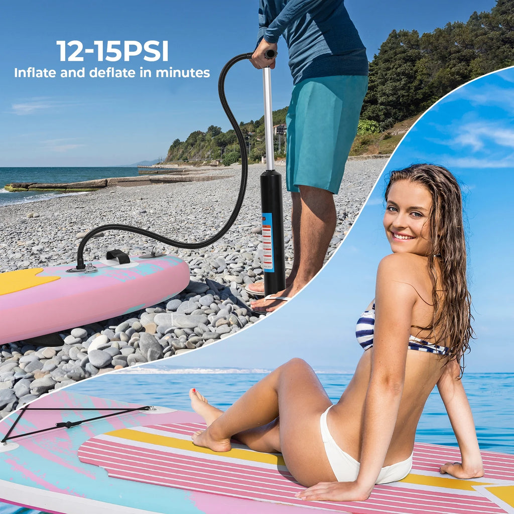 Arlopu 10' Inflatable Stand up Paddle Board SUP Surfboard with Aluminum Paddle for Adults, 6'' Thick
