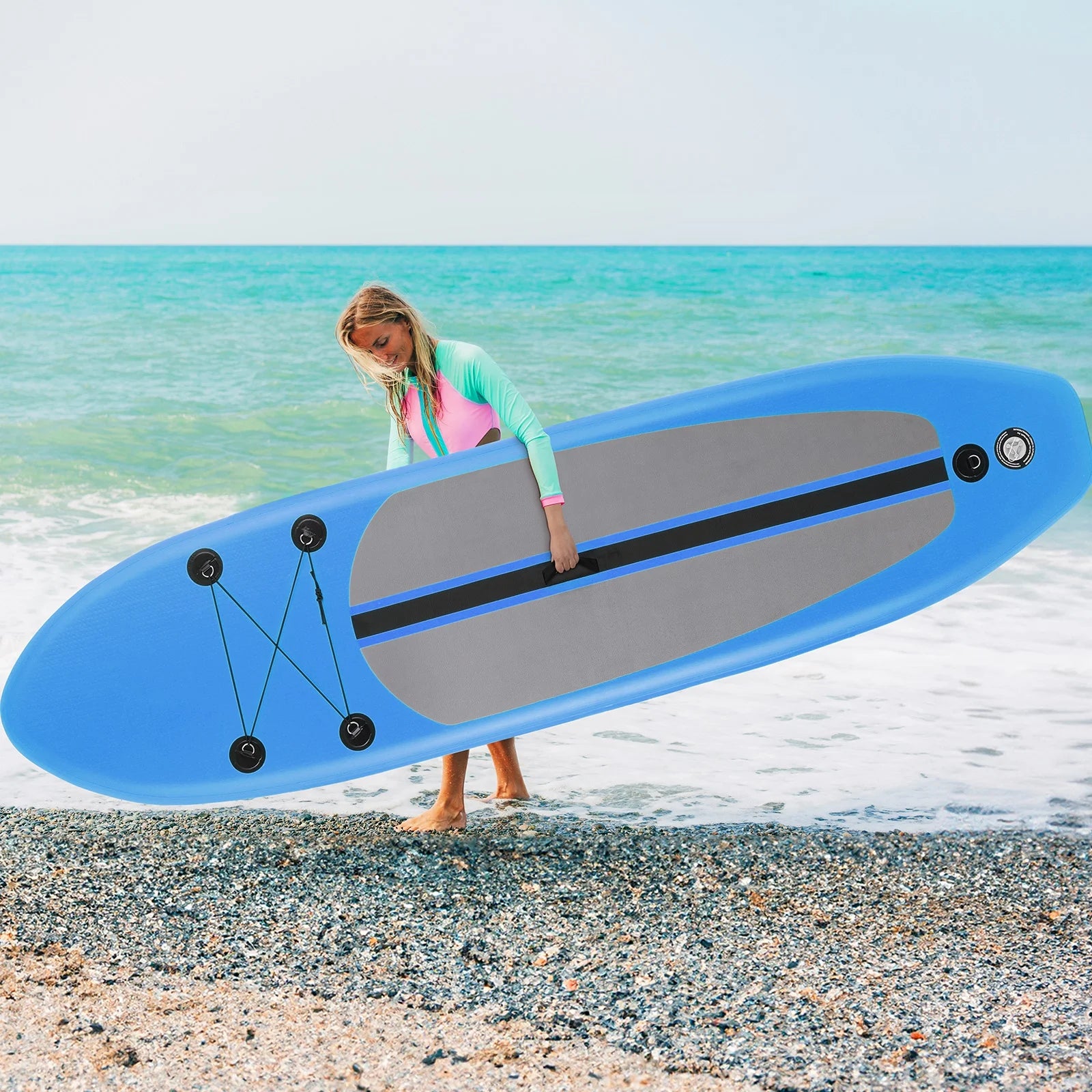 Arlopu 10' Inflatable Stand up Paddle Board SUP Surfboard with Aluminum Paddle for Adults, 6'' Thick