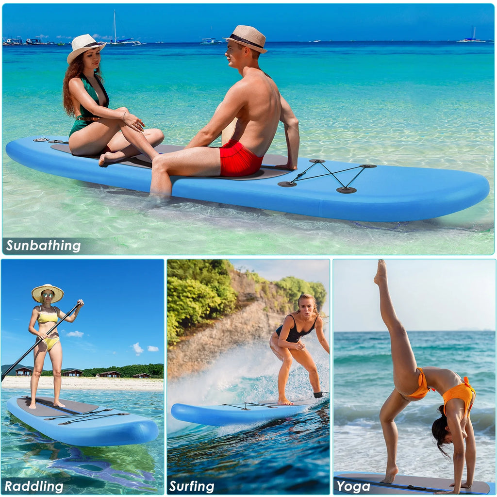 Arlopu 10' Inflatable Stand up Paddle Board SUP Surfboard with Aluminum Paddle for Adults, 6'' Thick