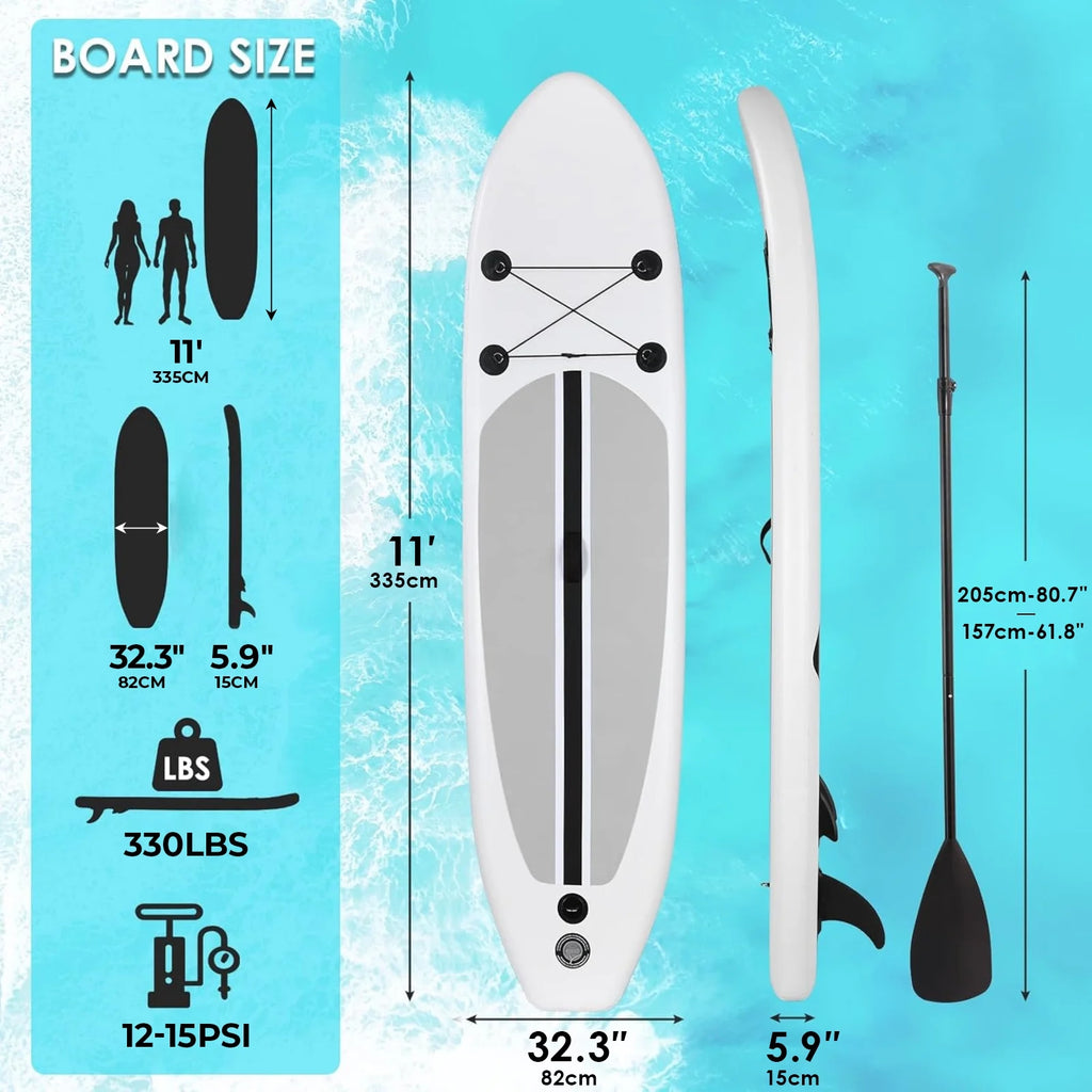 Arlopu 10' Inflatable Stand up Paddle Board SUP Surfboard with Aluminum Paddle for Adults, 6'' Thick