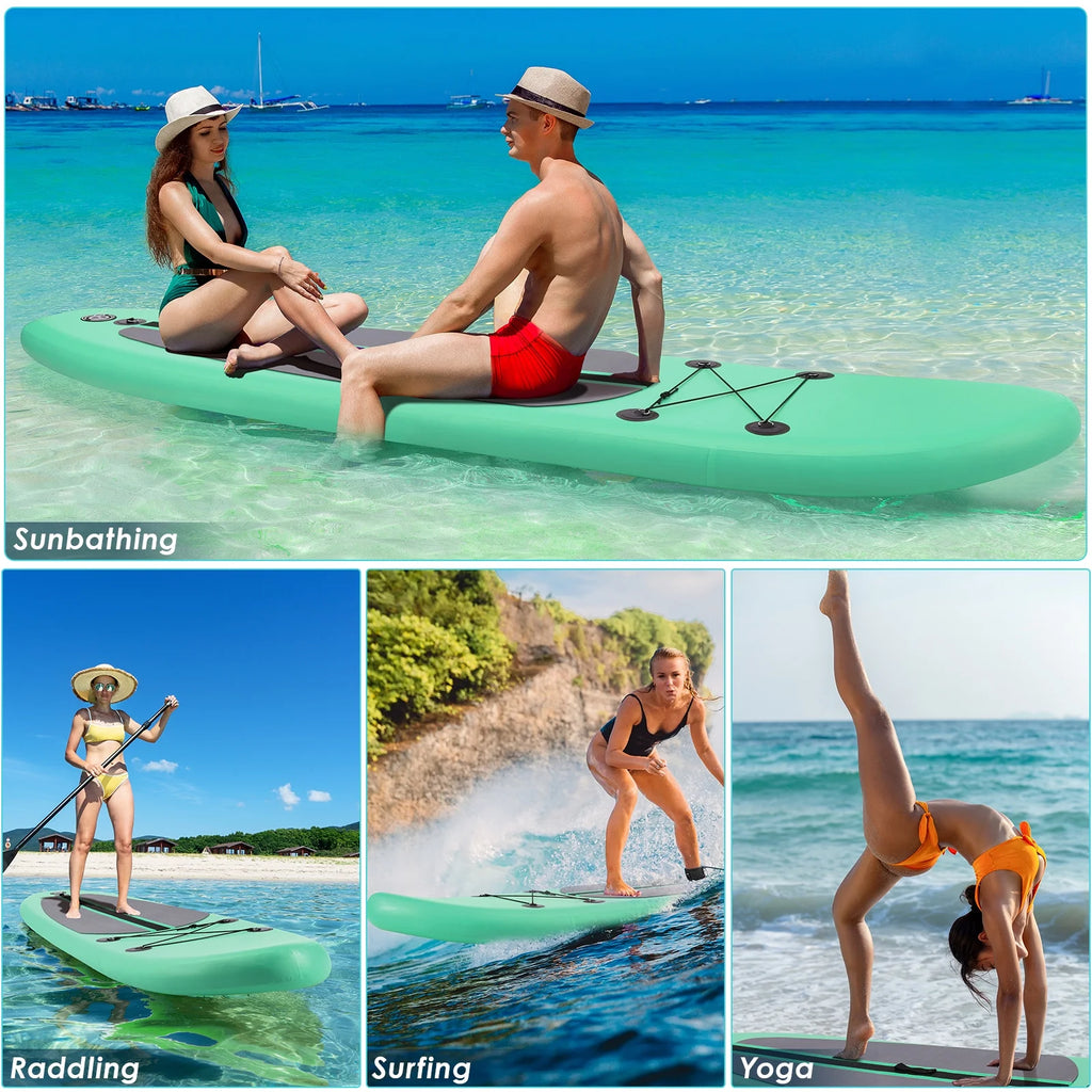 Arlopu 10' Inflatable Stand up Paddle Board SUP Surfboard with Aluminum Paddle for Adults, 6'' Thick