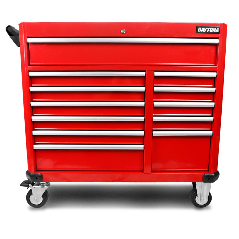 Daytona 655 Piece  Mechanical Tool Set with 43" 12 Drawer Red Roller Cabinet