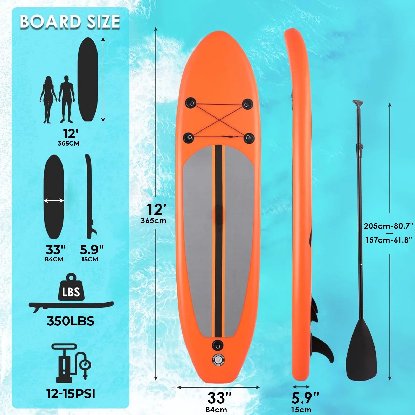 Arlopu 10' Inflatable Stand up Paddle Board SUP Surfboard with Aluminum Paddle for Adults, 6'' Thick
