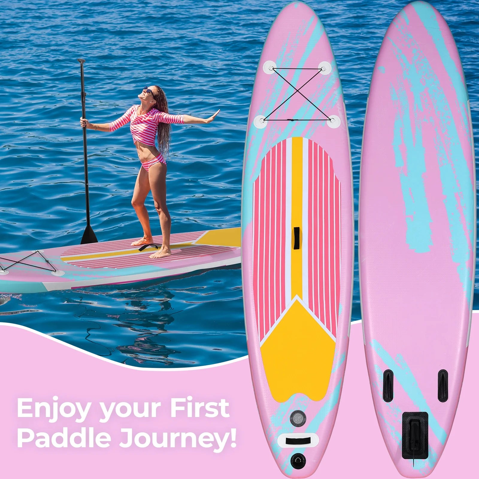Arlopu 10' Inflatable Stand up Paddle Board SUP Surfboard with Aluminum Paddle for Adults, 6'' Thick