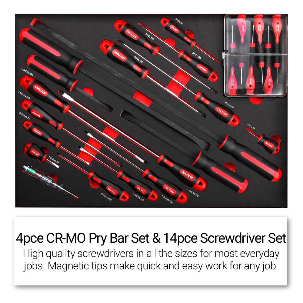 Daytona 655 Piece  Mechanical Tool Set with 43" 12 Drawer Red Roller Cabinet