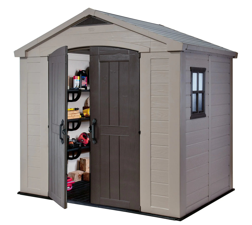 Keter Factor 8 x 11 Foot All Weather Resin Outdoor Storage Shed, Taupe