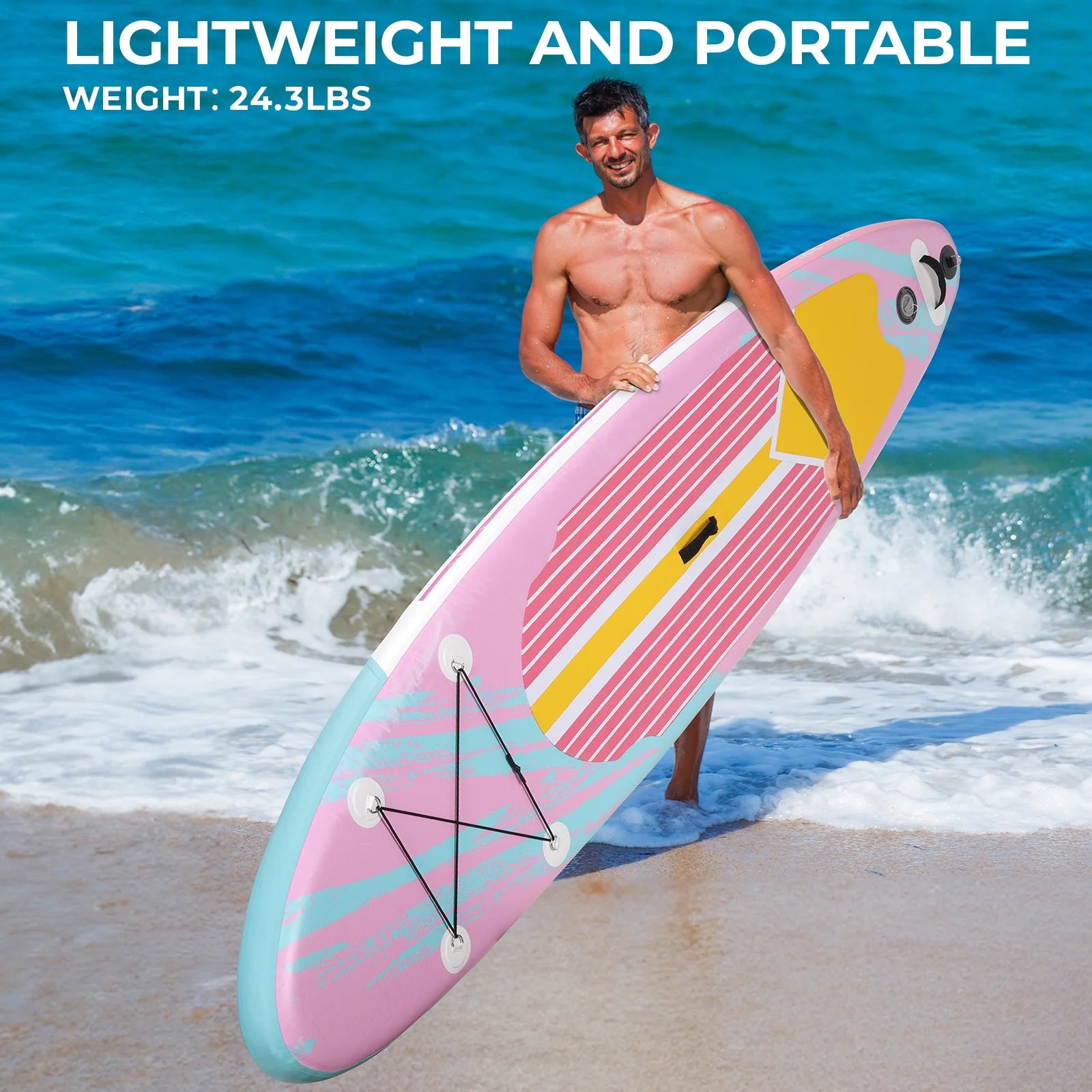 Arlopu 10' Inflatable Stand up Paddle Board SUP Surfboard with Aluminum Paddle for Adults, 6'' Thick