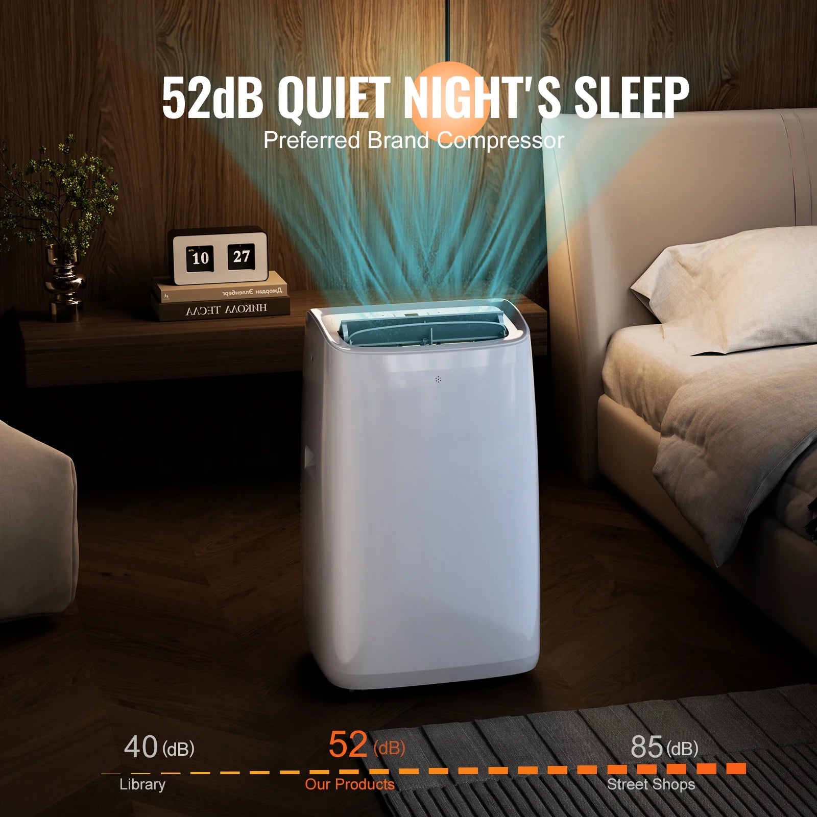 KFFKFF 14,000 BTU Mobile Air Conditioning Unit, Versatile 3-in-1 AC , Suits 550-700 Sq.Ft Spaces, Features Cooling, Dehumidifying, Fan Modes, Quiet Operation, and Comprehensive Accessories