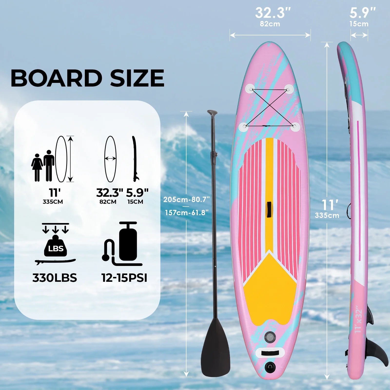 Arlopu 10' Inflatable Stand up Paddle Board SUP Surfboard with Aluminum Paddle for Adults, 6'' Thick