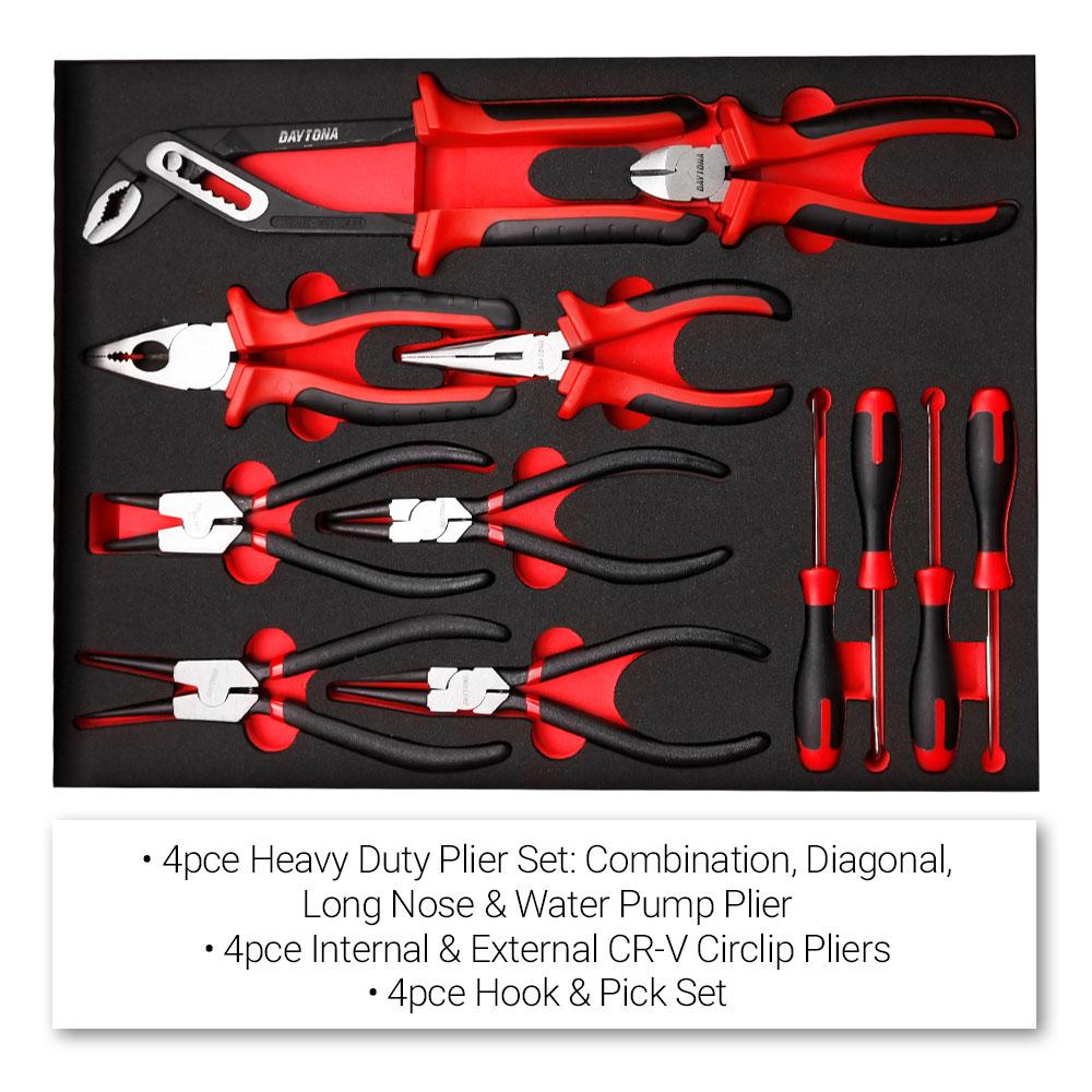 Daytona 655 Piece  Mechanical Tool Set with 43" 12 Drawer Red Roller Cabinet