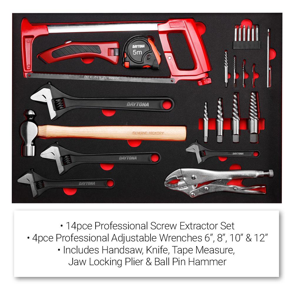 Daytona 655 Piece  Mechanical Tool Set with 43" 12 Drawer Red Roller Cabinet
