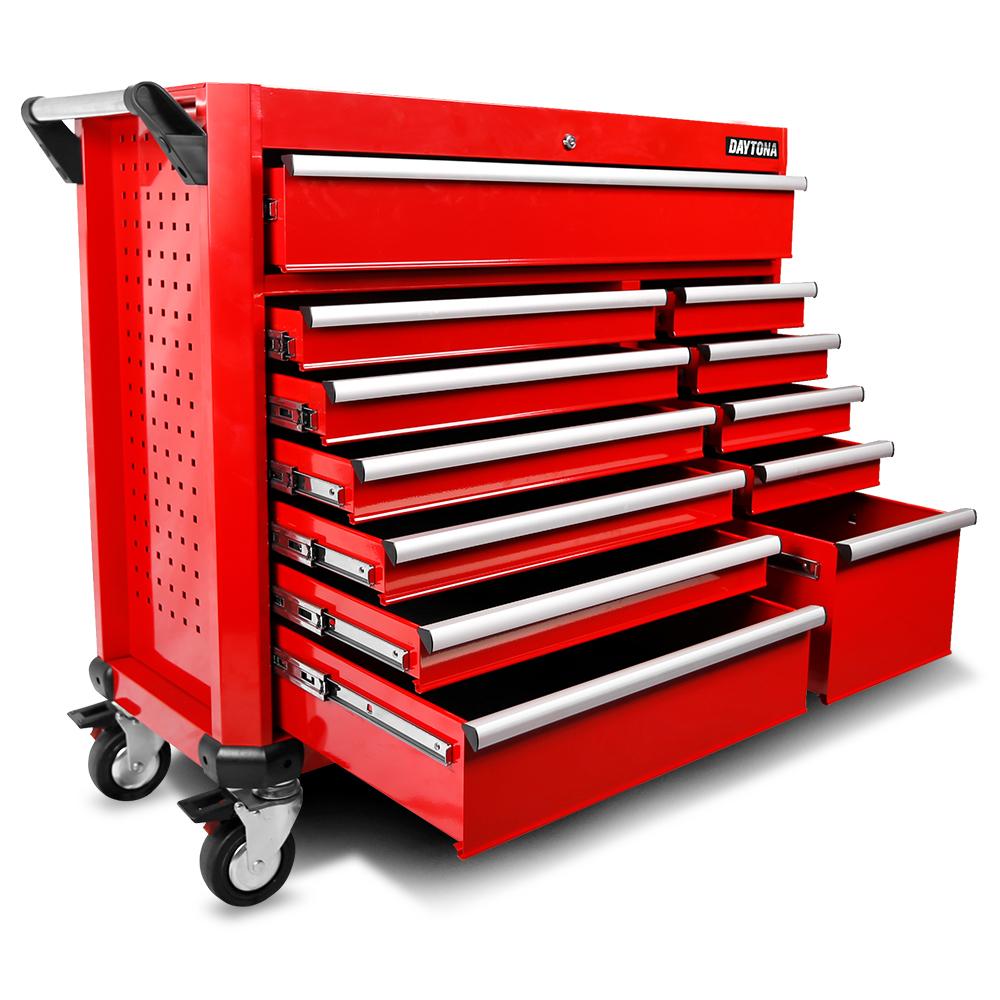 Daytona 655 Piece  Mechanical Tool Set with 43" 12 Drawer Red Roller Cabinet