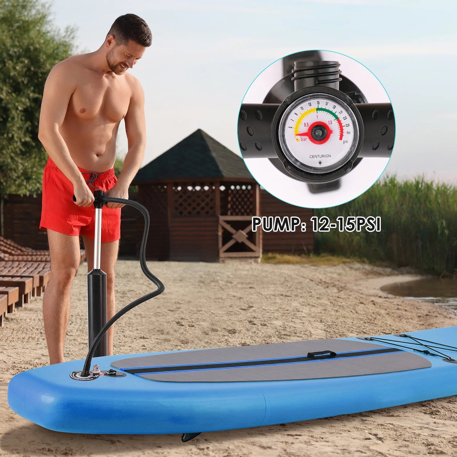 Arlopu 10' Inflatable Stand up Paddle Board SUP Surfboard with Aluminum Paddle for Adults, 6'' Thick