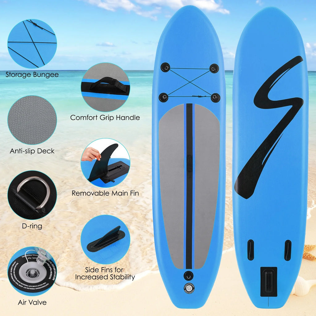 Arlopu 10' Inflatable Stand up Paddle Board SUP Surfboard with Aluminum Paddle for Adults, 6'' Thick