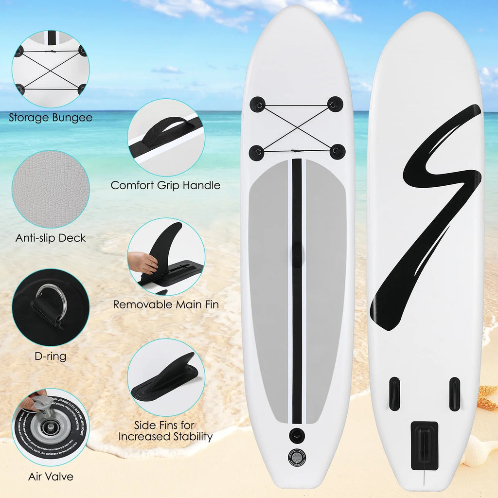 Arlopu 10' Inflatable Stand up Paddle Board SUP Surfboard with Aluminum Paddle for Adults, 6'' Thick