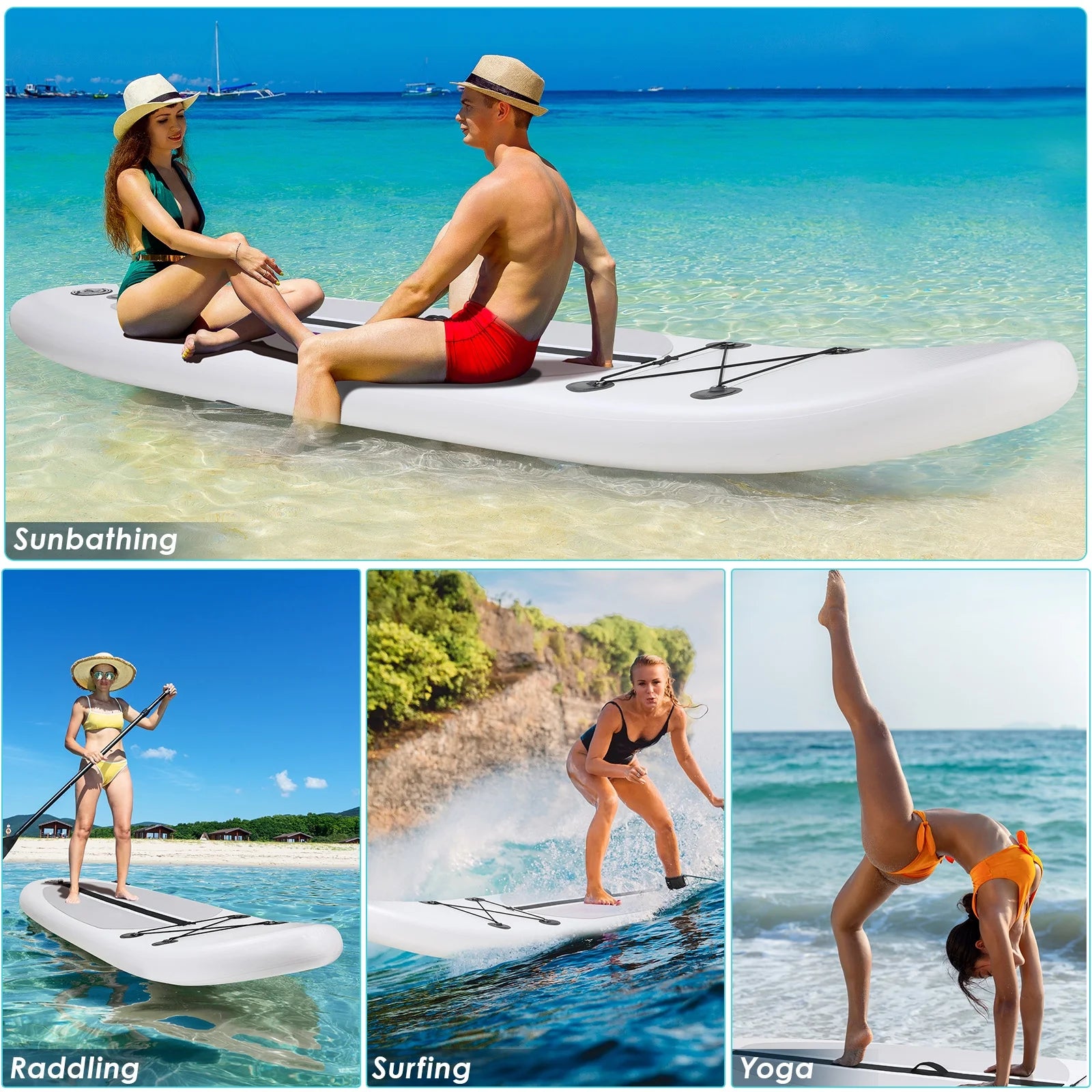 Arlopu 10' Inflatable Stand up Paddle Board SUP Surfboard with Aluminum Paddle for Adults, 6'' Thick