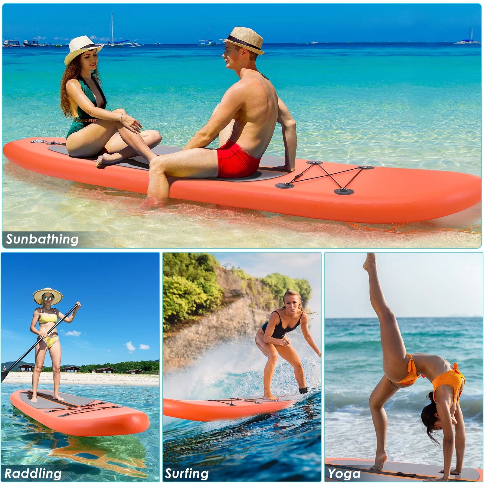 Arlopu 10' Inflatable Stand up Paddle Board SUP Surfboard with Aluminum Paddle for Adults, 6'' Thick