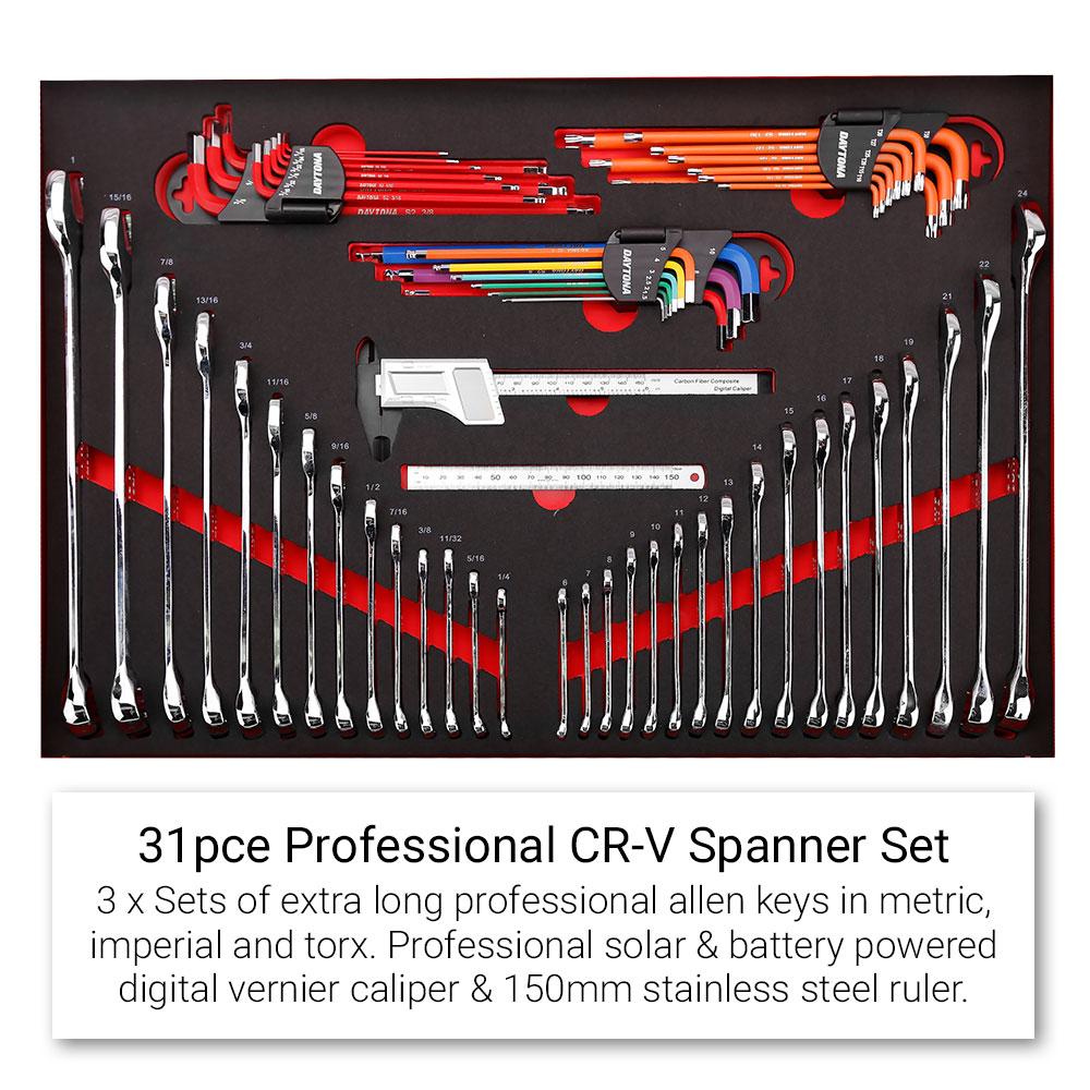 Daytona 655 Piece  Mechanical Tool Set with 43" 12 Drawer Red Roller Cabinet